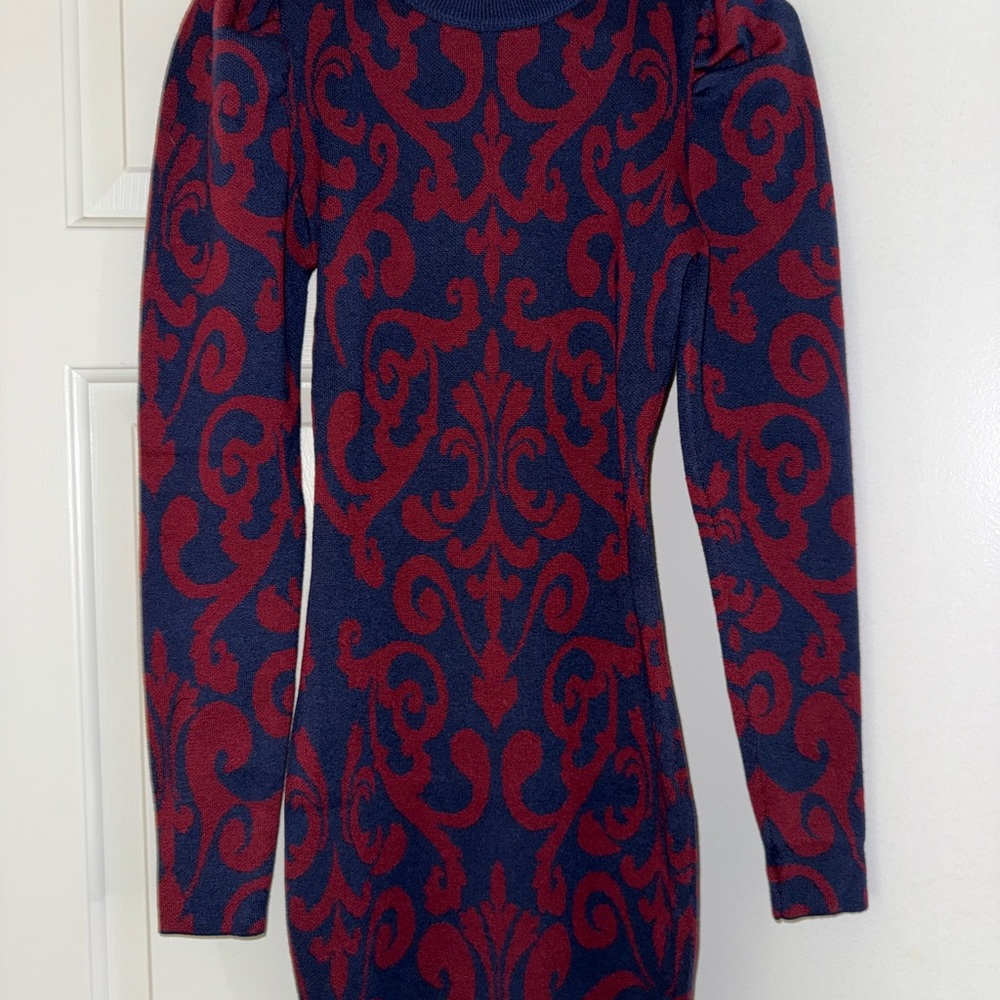Vici Red and Blue Long Sleeve Dress